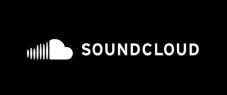 SoundCloud logo with white text and cloud icon on black background.