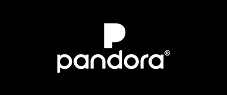 Pandora logo on a black background.