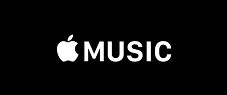Apple Music logo on a black background.