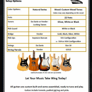 A chart showing guitar body styles with their features and uses.