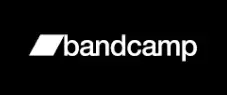 Bandcamp logo in white on black background.